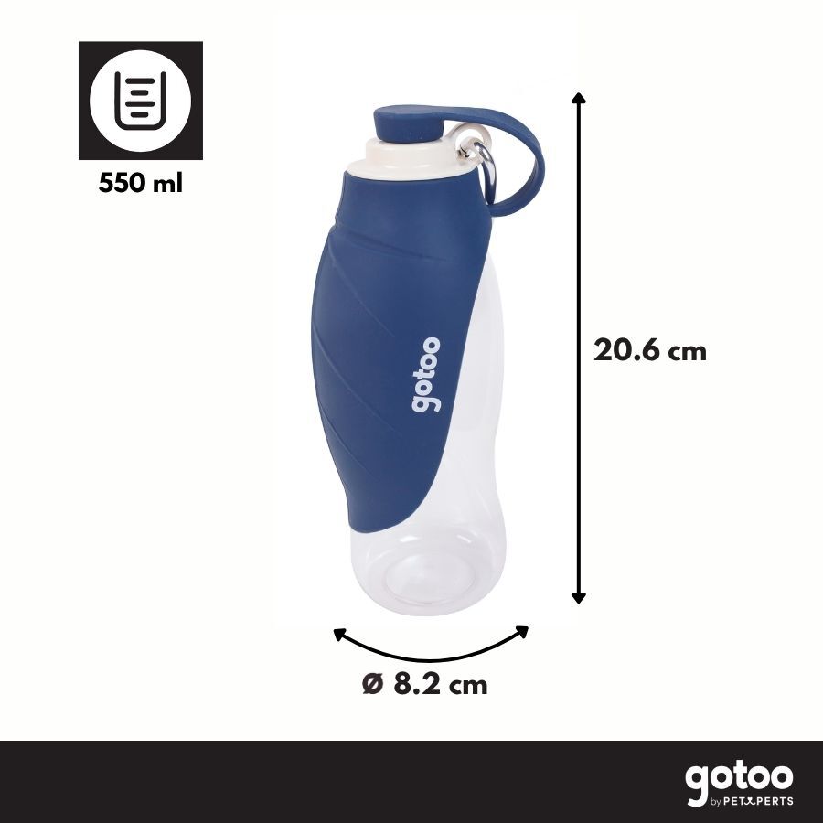 Gotoo Botella Bebedero Port&aacute;til de Silicona Azul para perros y gatos, , large indicador imagen numero 4