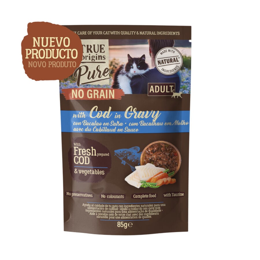 True Origins Pure No Grain Sobre con Bacalao para gatos