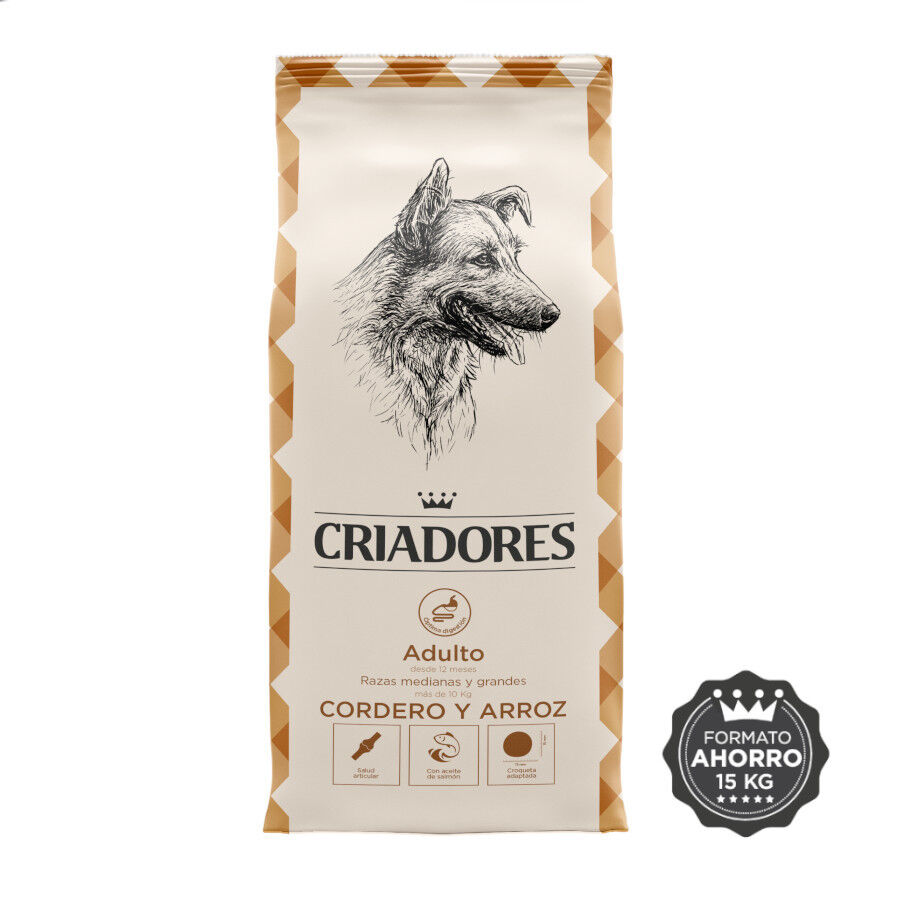 15 kg Criadores Adulto Cordero y Arroz pienso para perros de razas mediana y grande, , large indicador imagen numero 2