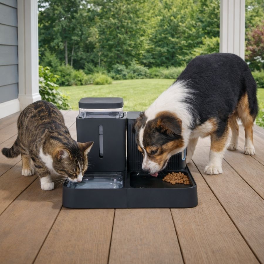 Leeby Comedero Autom&aacute;tico y Dispensador de Agua 2 en 1 para perros y gatos, , large indicador imagen numero 1