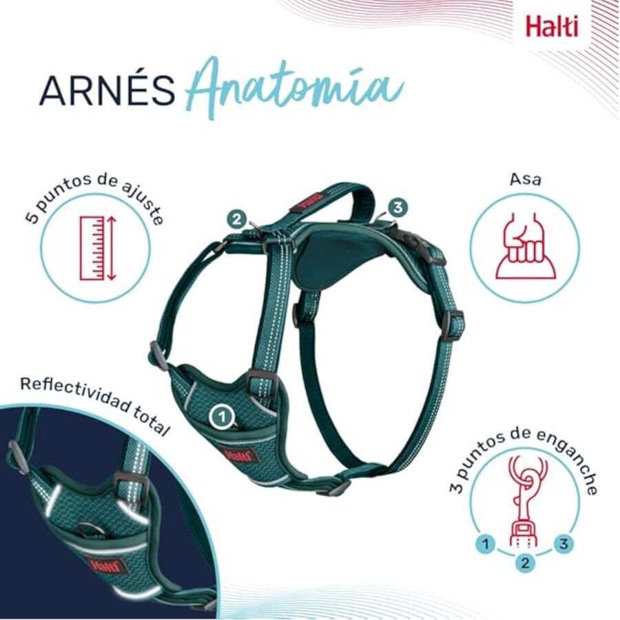 Halti arn&eacute;s anat&oacute;mico con asa azul verdoso para perros, , large indicador imagen numero 3