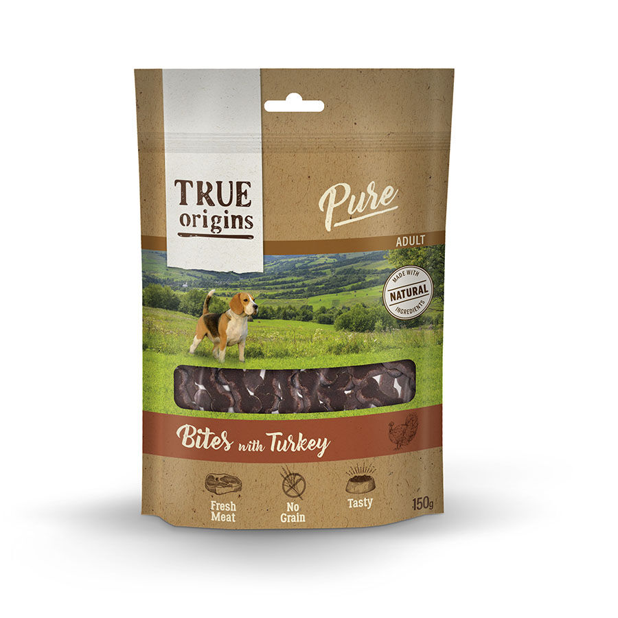 150 g True Origins Pure Adult Pavo Bocaditos para perros, , large indicador imagen numero 1