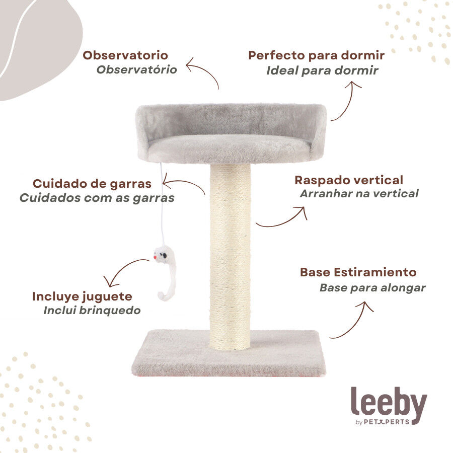 Leeby Tigrou rascador con cama y juguete gris para gatos, , large indicador imagen numero 4