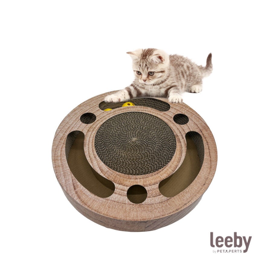 Leeby Pelusa rascador de cart&oacute;n con bola y estampado madera para gatos, , large indicador imagen numero 2