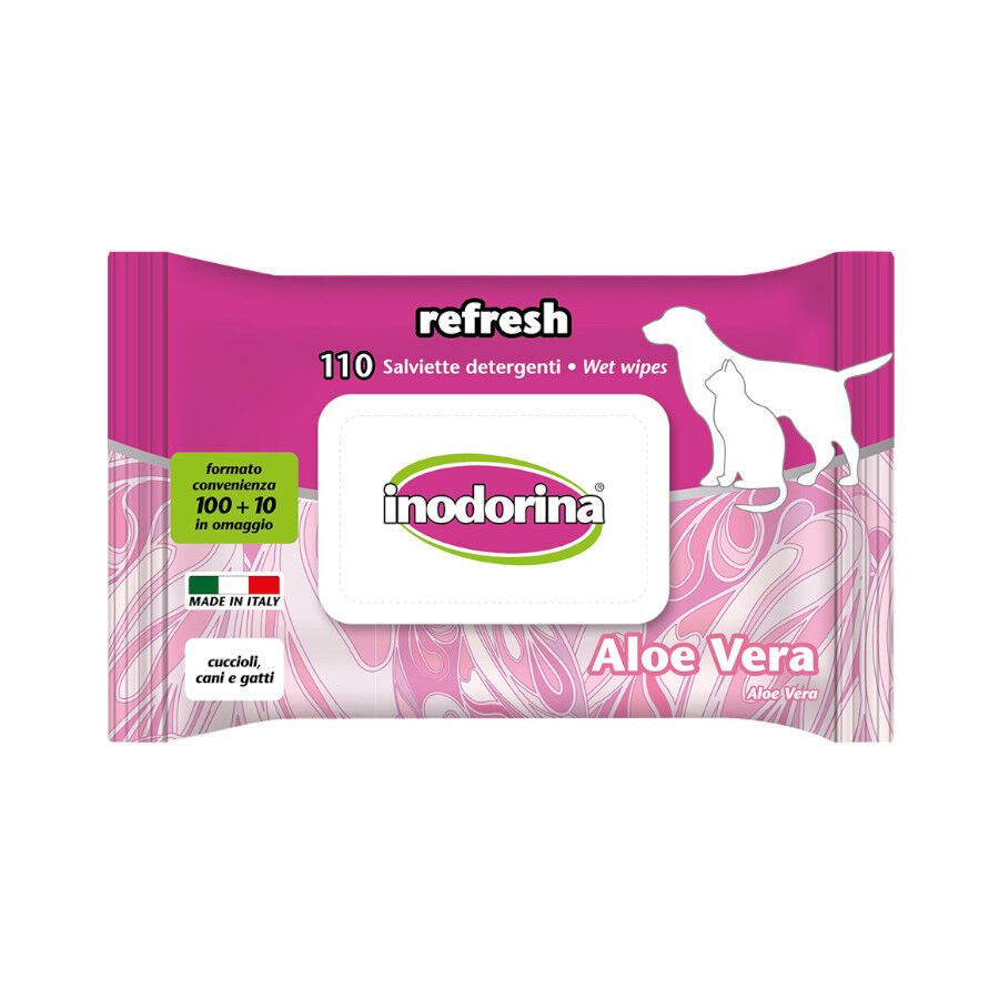 Inodorina Refresh Toallitas H&uacute;medas Aloe Vera para perros y gatos, , large Imagen numero 1