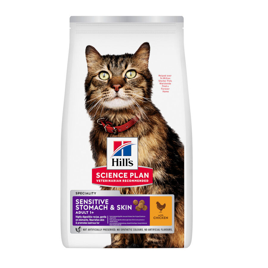 Hill's Adult Science Plan Sensitive Stomach Pollo pienso para gatos