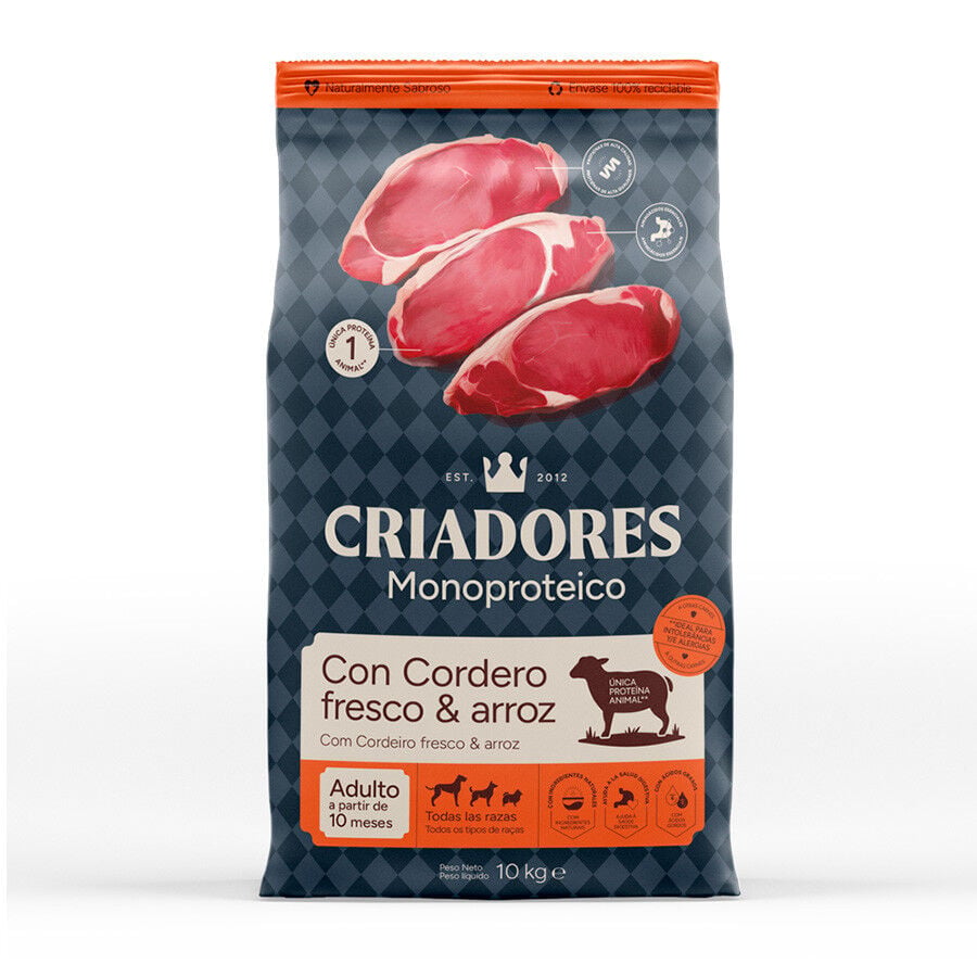 10 kg Criadores Monoproteico Adulto con Cordero pienso para perros, , large indicador imagen numero 1