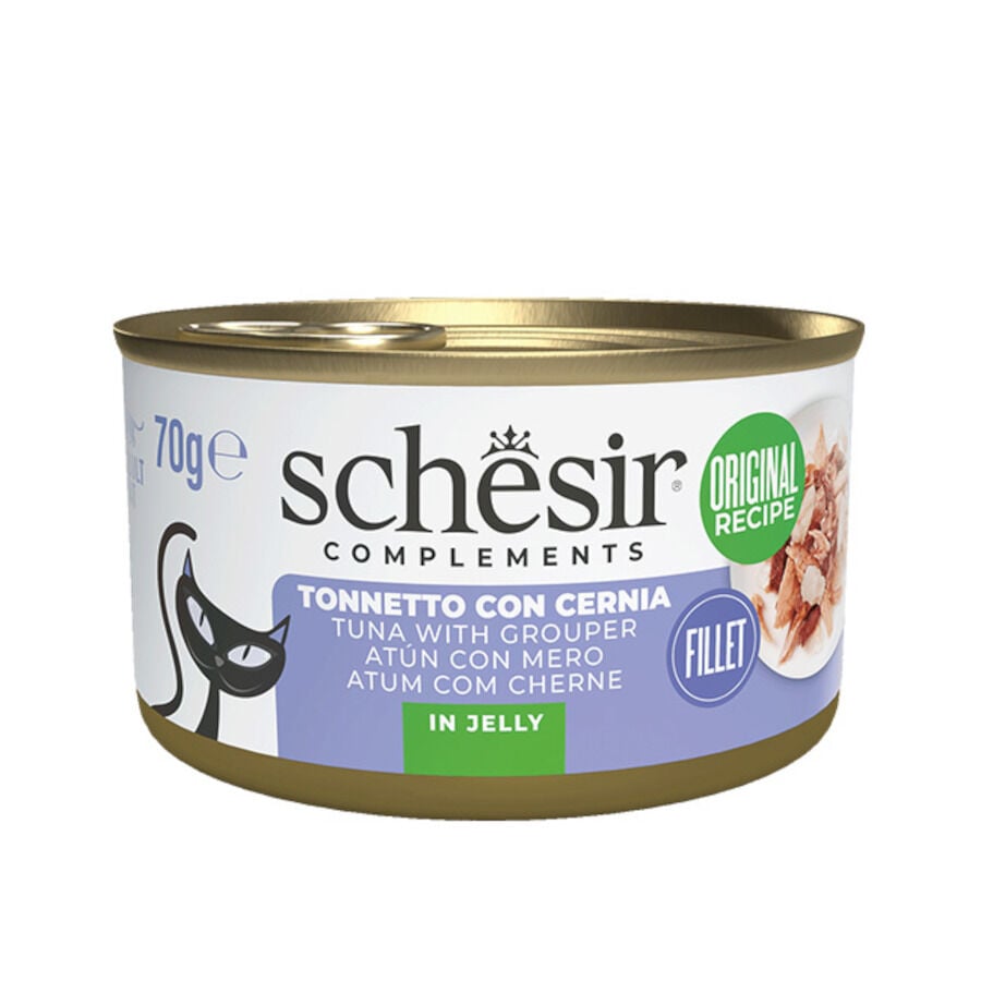 Schesir At&uacute;n con Mero en Gelatina lata para gatos