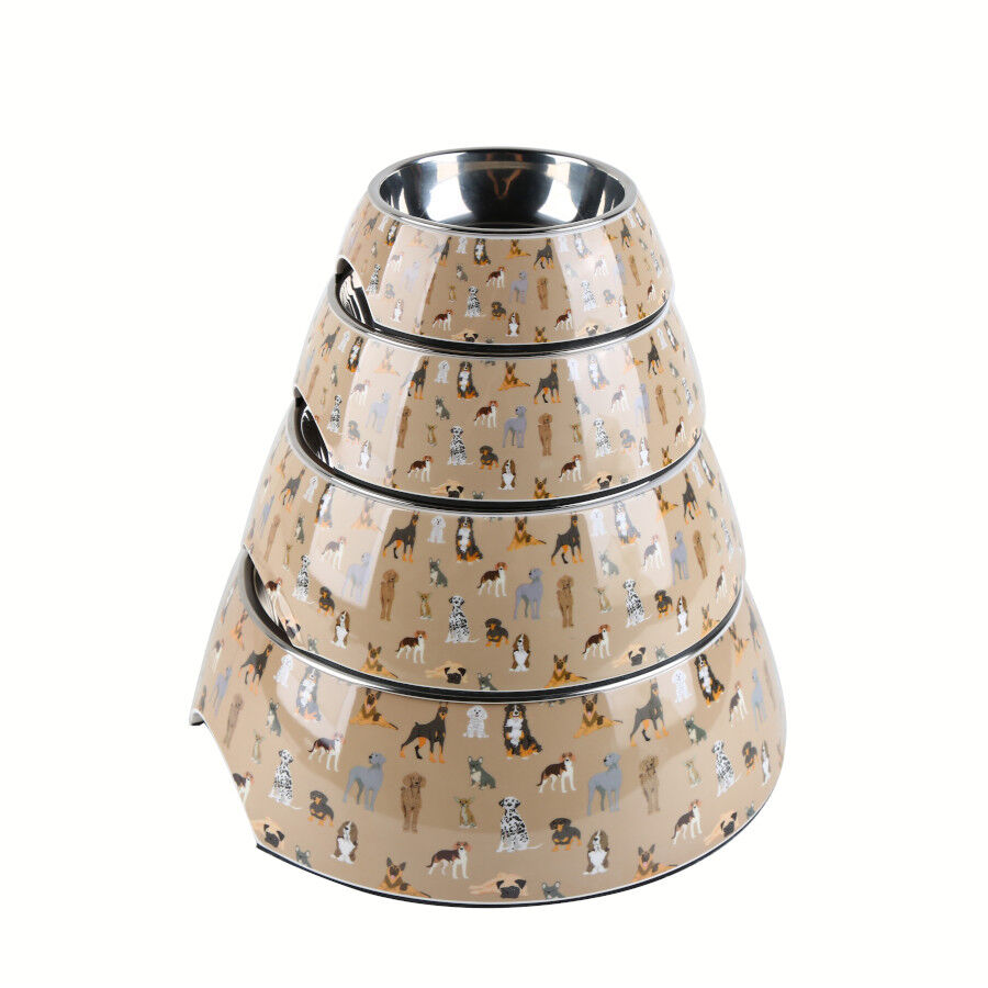 Leeby comedero acero inoxidable estampado marr&oacute;n para perros, , large Imagen numero 5