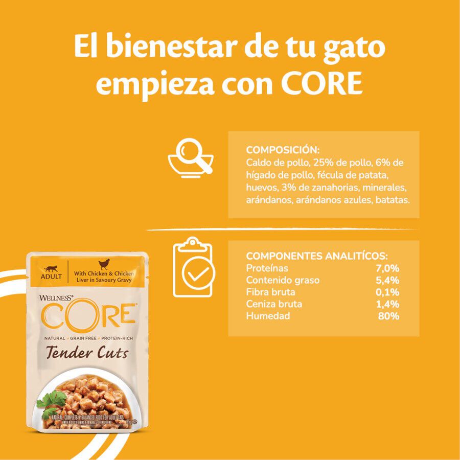 85 g Wellness Core Tender Cuts Pollo Sobre en salsa para gatos, , large indicador imagen numero 4