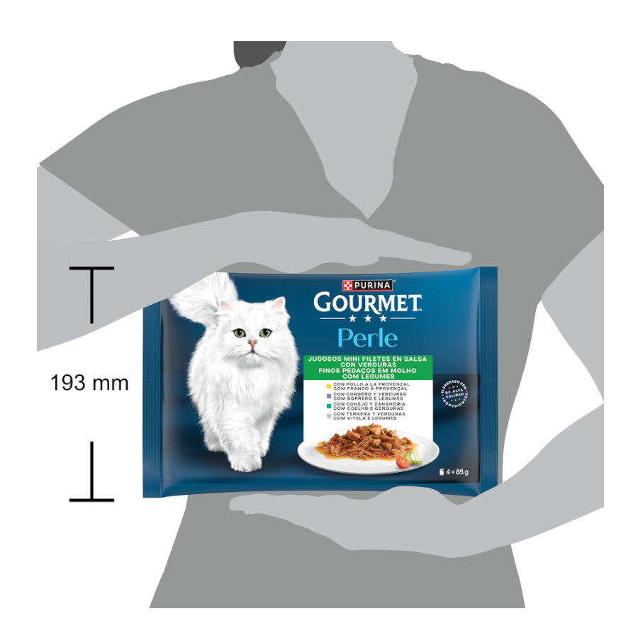 4 sobres x 85 g Gourmet Perle Filetes de Carne con Verduras en salsa sobre para gatos, , large indicador imagen numero 3