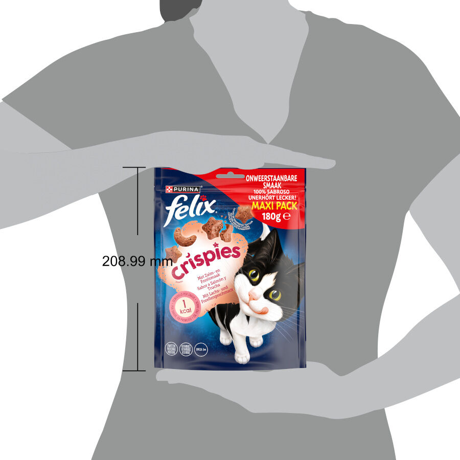 180 g Felix Crispies Bocaditos de Salm&oacute;n y Trucha Maxi para gatos, , large indicador imagen numero 2