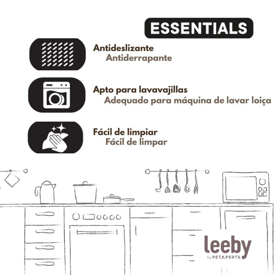 Leeby Comedero Acero Inoxidable con Base Goma para perros y gatos, , large indicador imagen numero 6