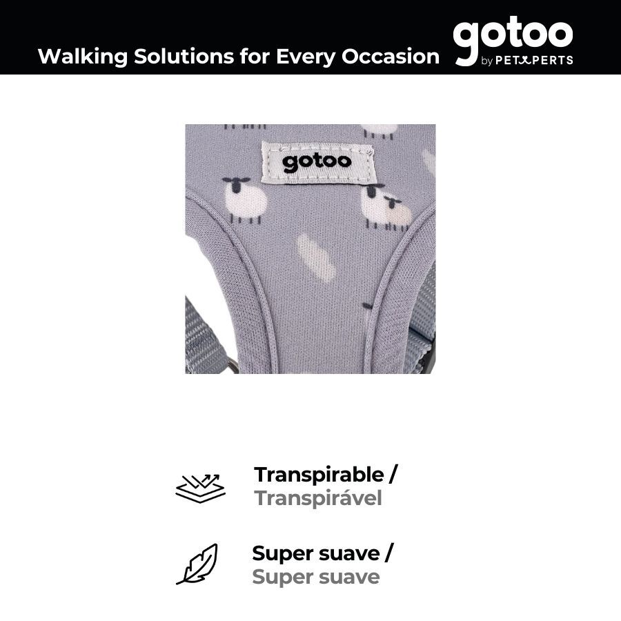 Gotoo Arn&eacute;s ajustable estampado ovejitas gris para cachorros, , large indicador imagen numero 3