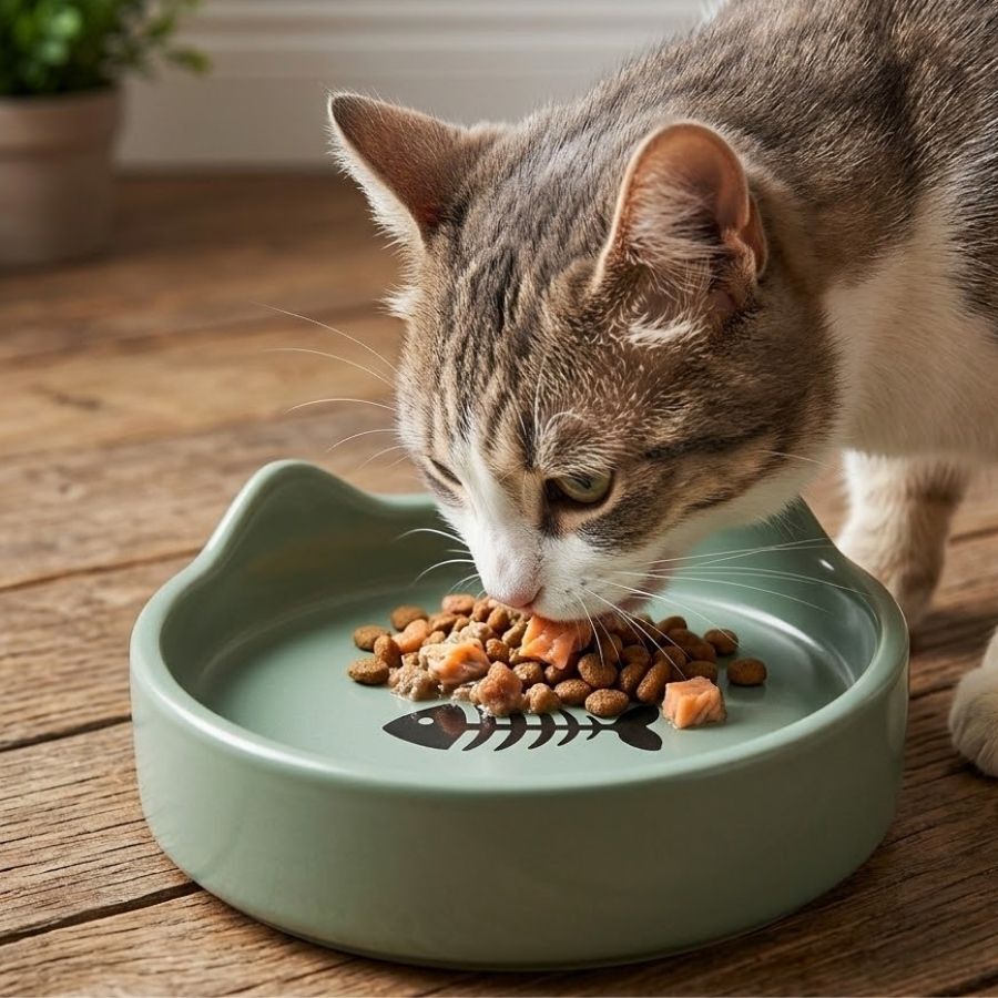 Leeby Comedero de Cer&aacute;mica Azul con Orejitas para gatos, , large Imagen numero 1