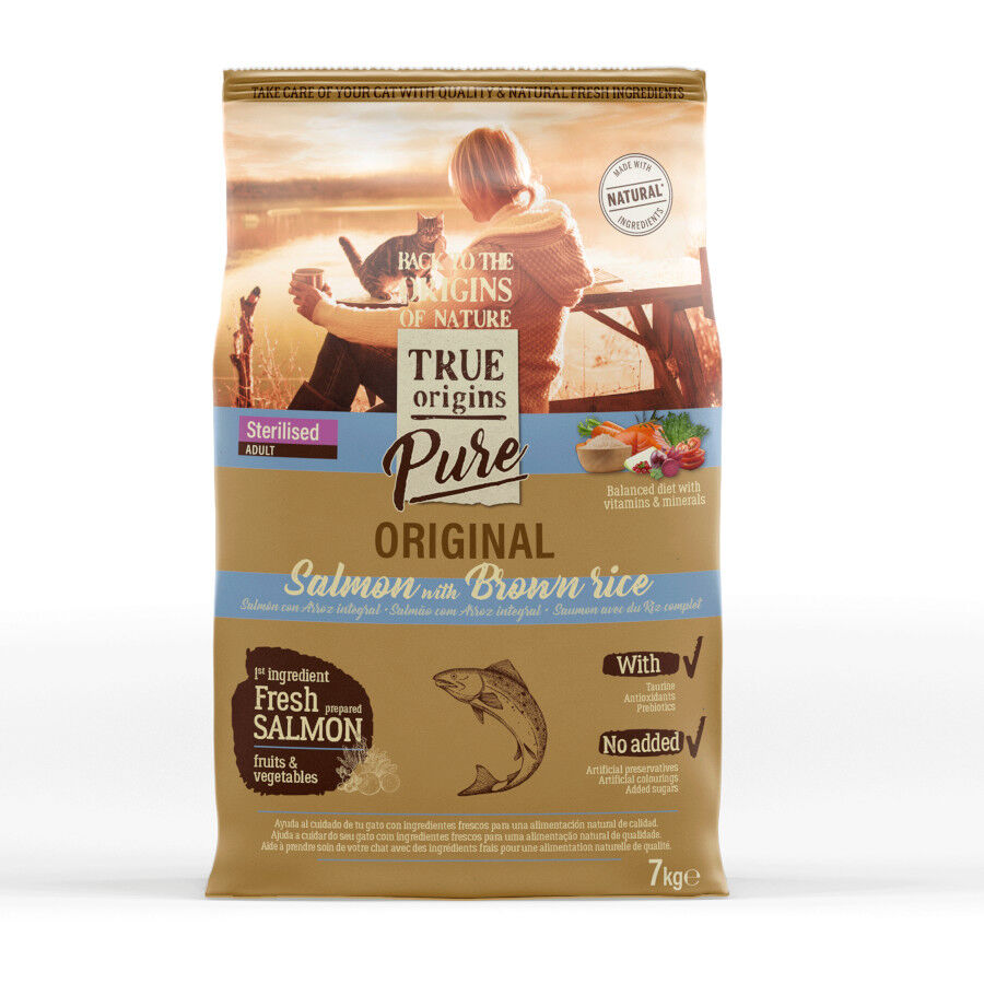 7 kg True Origins Pure Adult Sterilised Salm&oacute;n pienso para gatos, , large indicador imagen numero 1