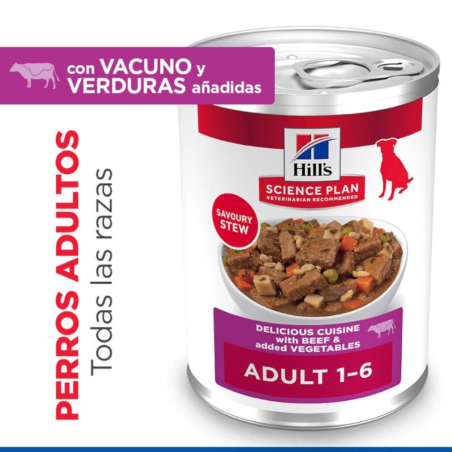363 g Hill's Science Plan Adult Estofado con vacuno y verduras lata para perros, , large indicador imagen numero 2