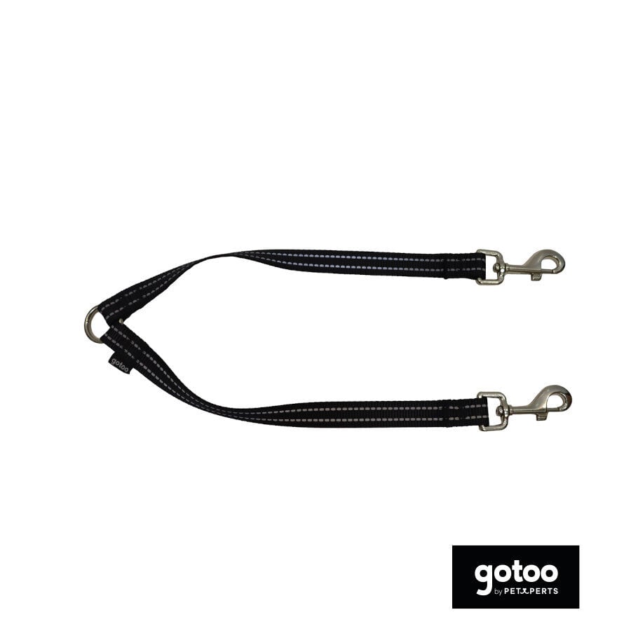 Gotoo Correa doble de nylon negra para perros, , large Imagen numero 2
