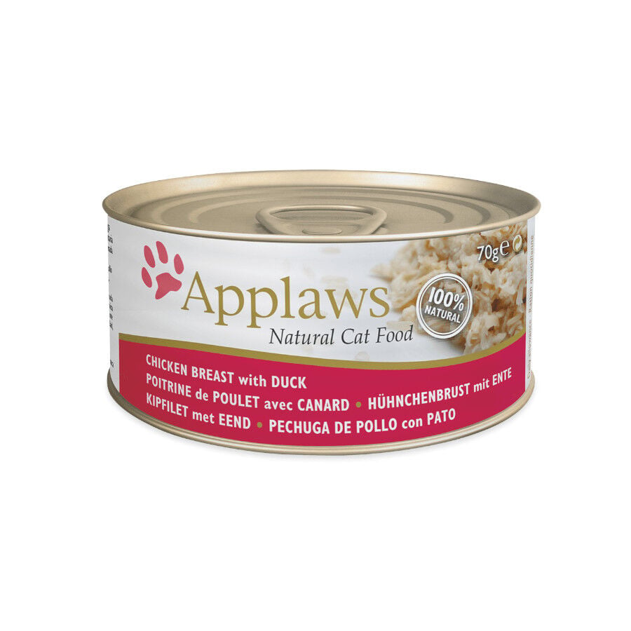 70 g Applaws Pollo y Pato en caldo lata para gatos, , large indicador imagen numero 3