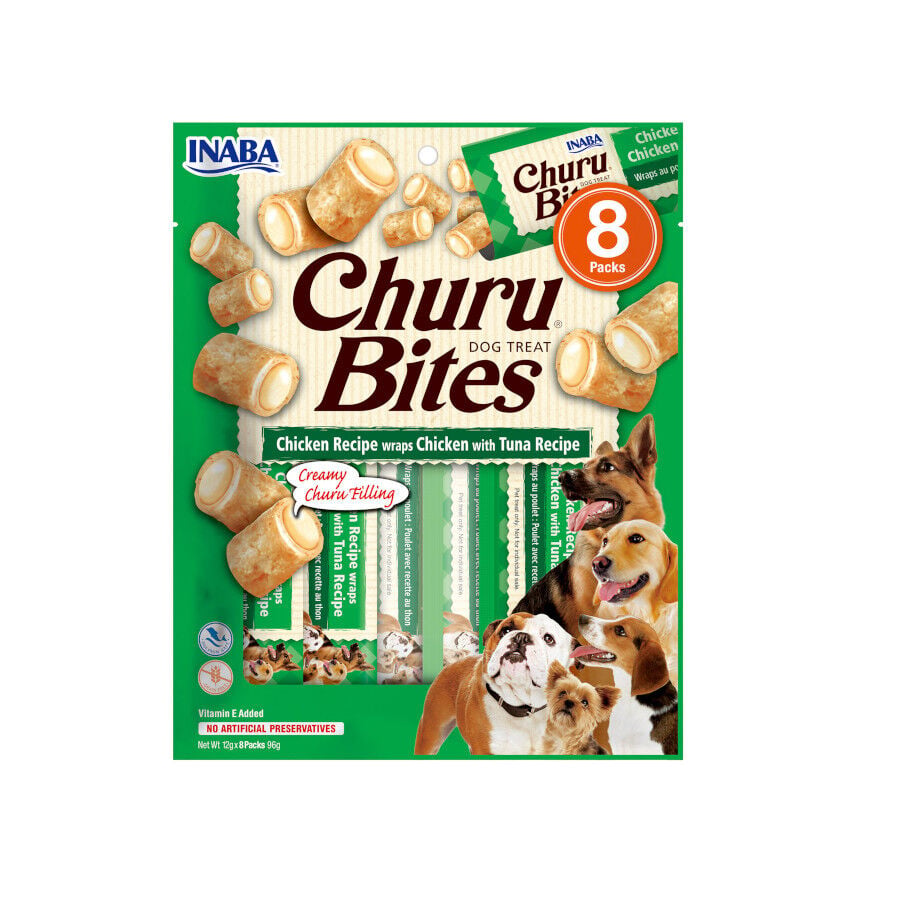 8 sobres x 12 g Churu Bocaditos Bites de Pollo con At&uacute;n para perros, , large Imagen numero 1