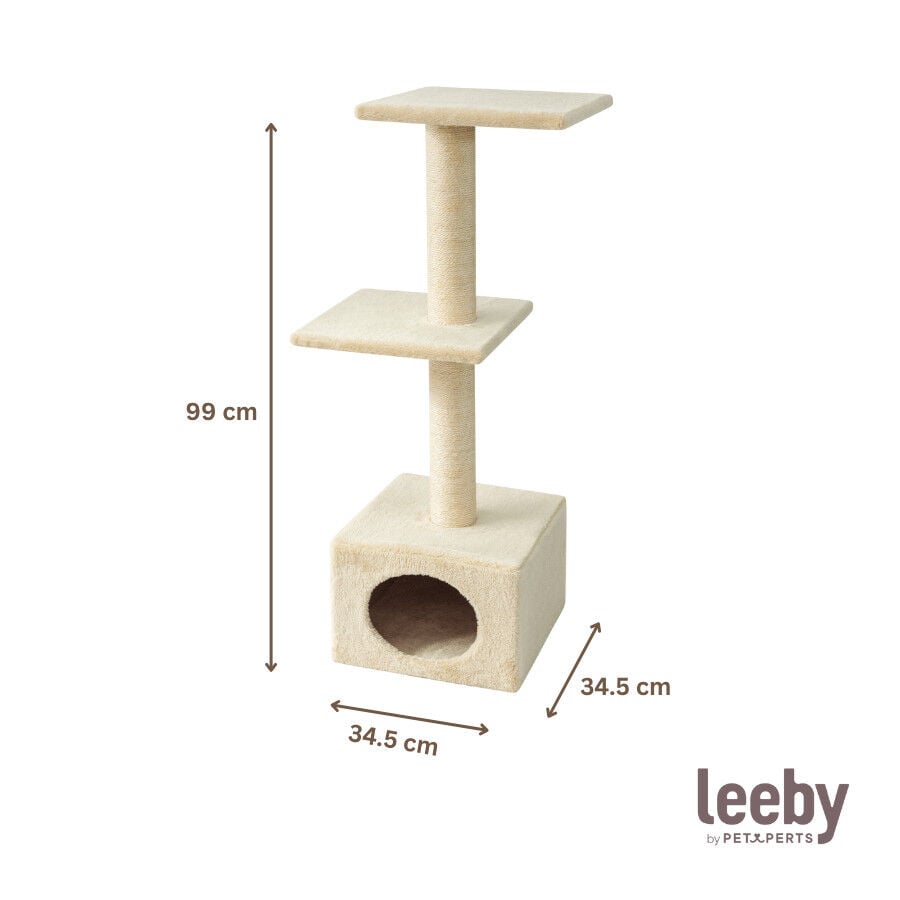 Leeby Colette torre rascador con cama nido beige para gatos, , large Imagen numero 4