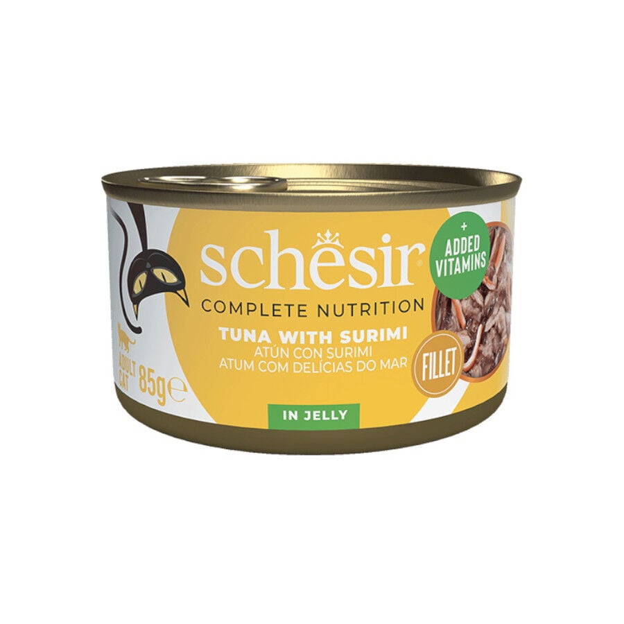 Schesir Adult At&uacute;n y Surimi en gelatina lata para gatos