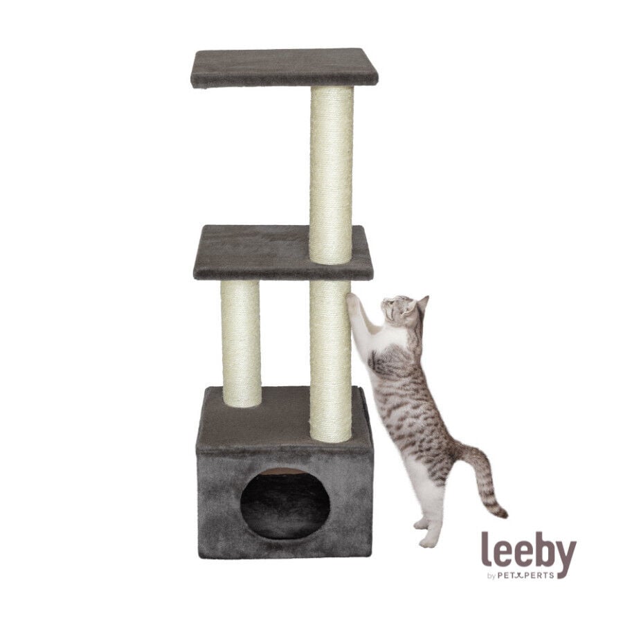 Leeby Colette DoubPost torre rascador con cama nido gris para gatos, , large indicador imagen numero 2