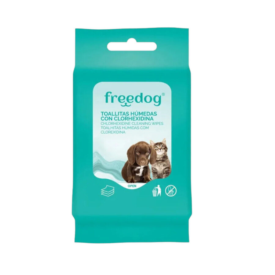 Freedog Toallitas H&uacute;medas con Clorhexidina para perros y gatos