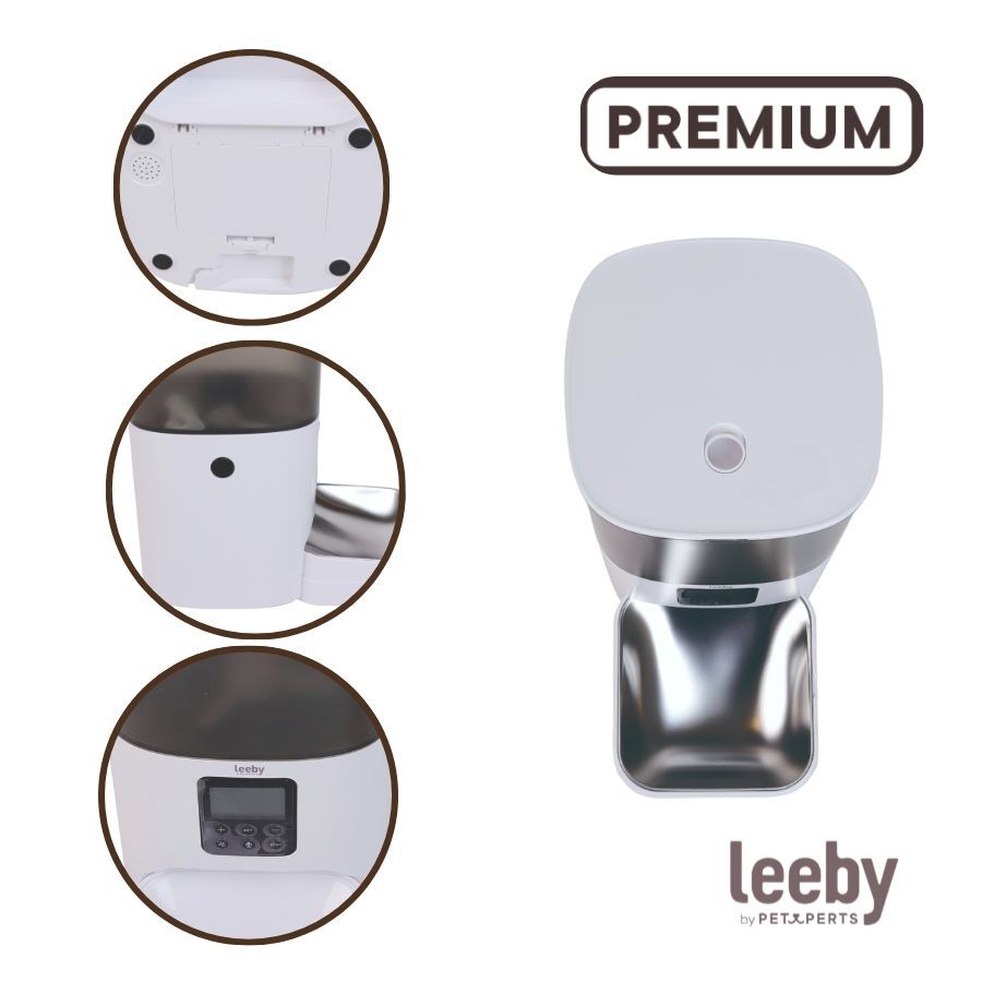 Leeby Comedero Autom&aacute;tico Programable Blanco y Gris para perros y gatos, , large indicador imagen numero 3