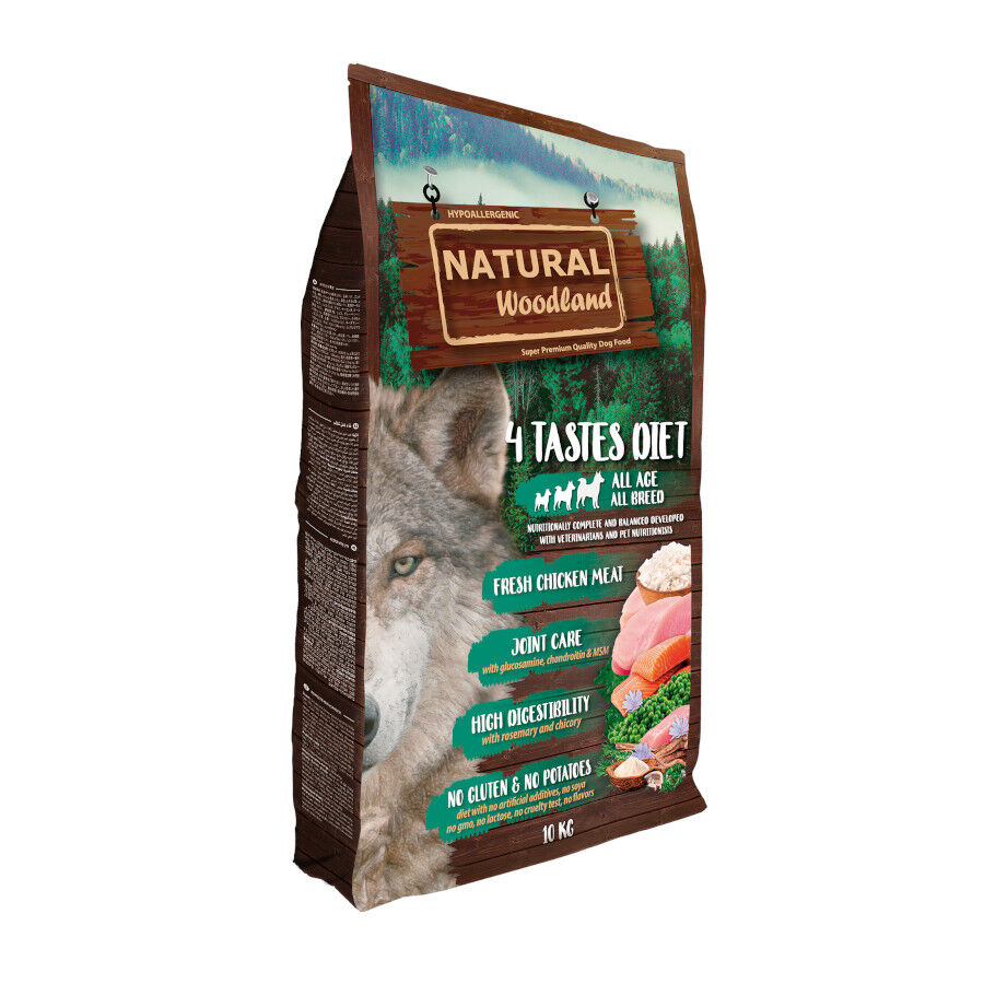10 kg Natural Woodland 4 Tastes Diet Hypoallergenic Pienso para perros, , large Imagen numero 1