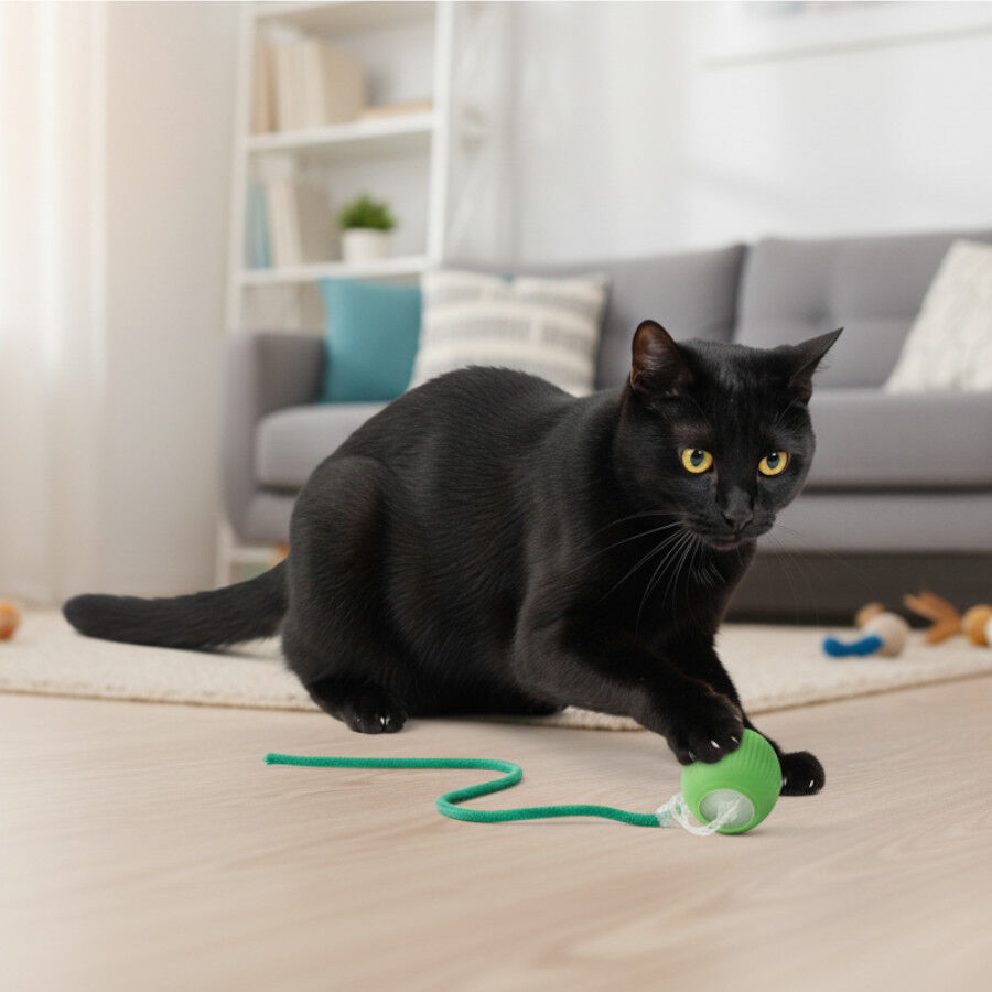 Tootoy! Pelota Interactiva con Luces y Cuerda Verde para gatos, , large indicador imagen numero 1