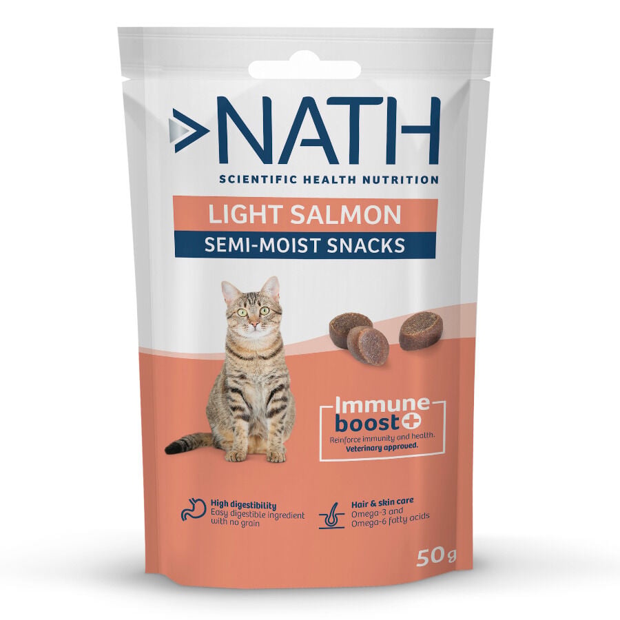 Nath Bocaditos Light Semih&uacute;medos de Salm&oacute;n para gatos