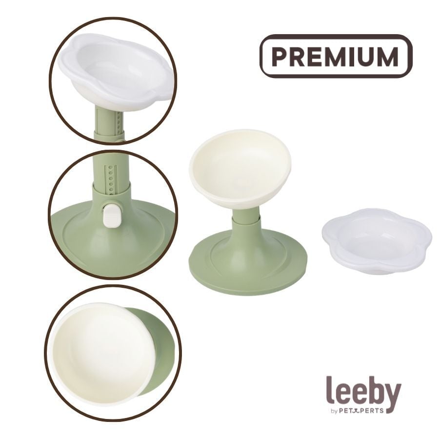 Leeby Comedero Elevado Inclinado de Cer&aacute;mica Estilo Flor para gatos, , large indicador imagen numero 3
