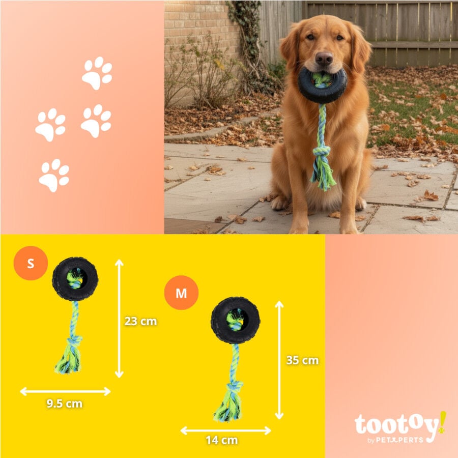 Tootoy! Mordedor Neum&aacute;tico de Goma con Cuerda para perros, , large indicador imagen numero 4
