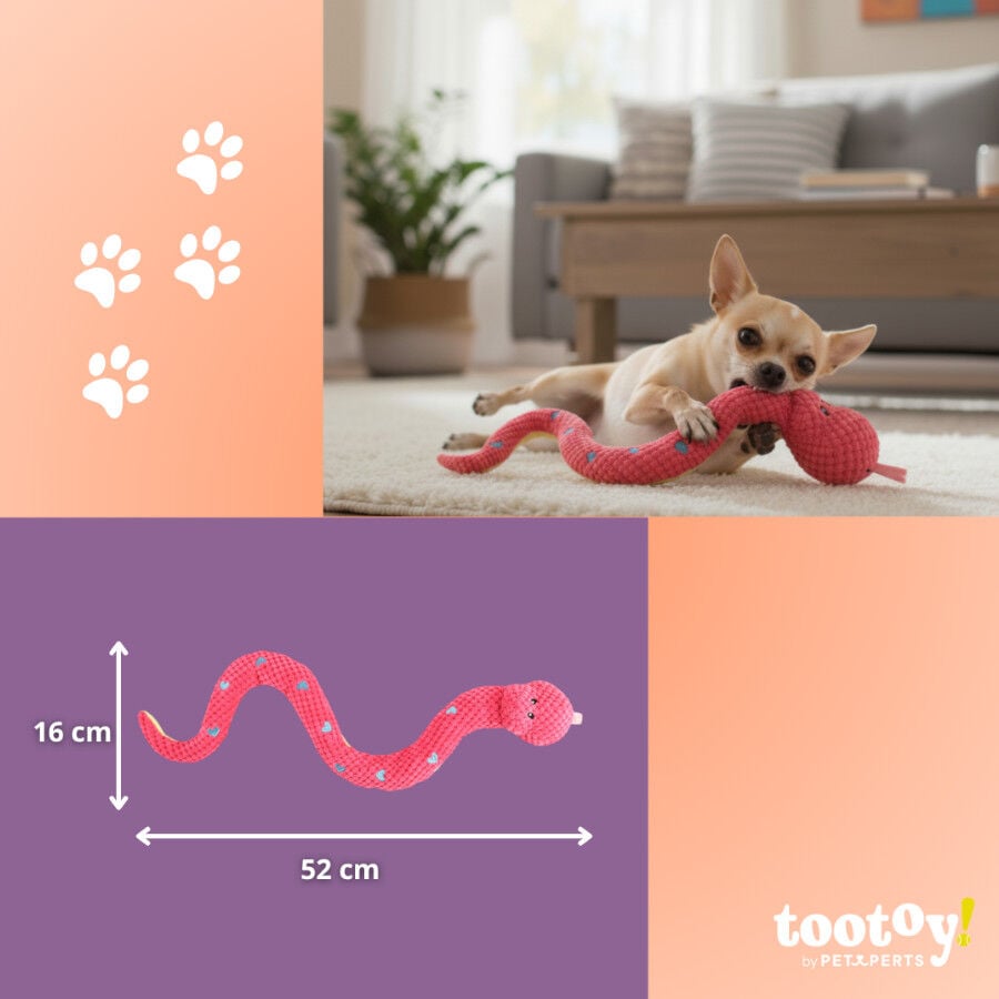 Tootoy! Serpiente Mordedor de Peluche Rosa para perros, , large Imagen numero 6