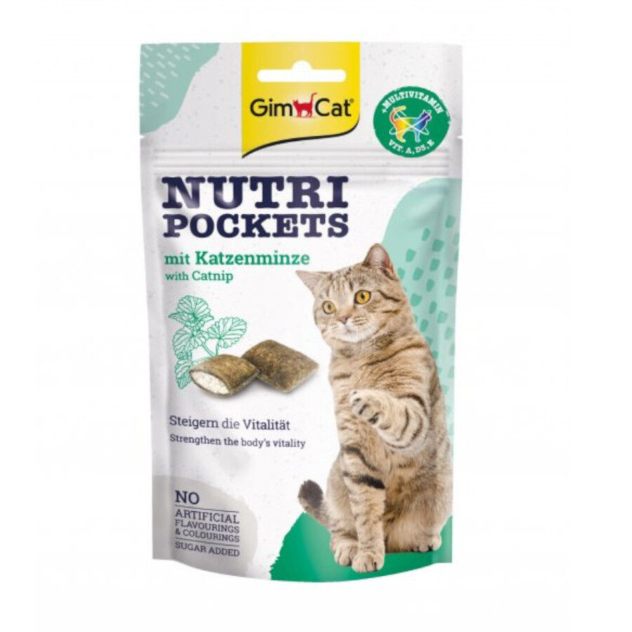 60 g GimCat Bocaditos Nutri Pockets Catnip y Multivitaminas para gatos, , large Imagen numero 1