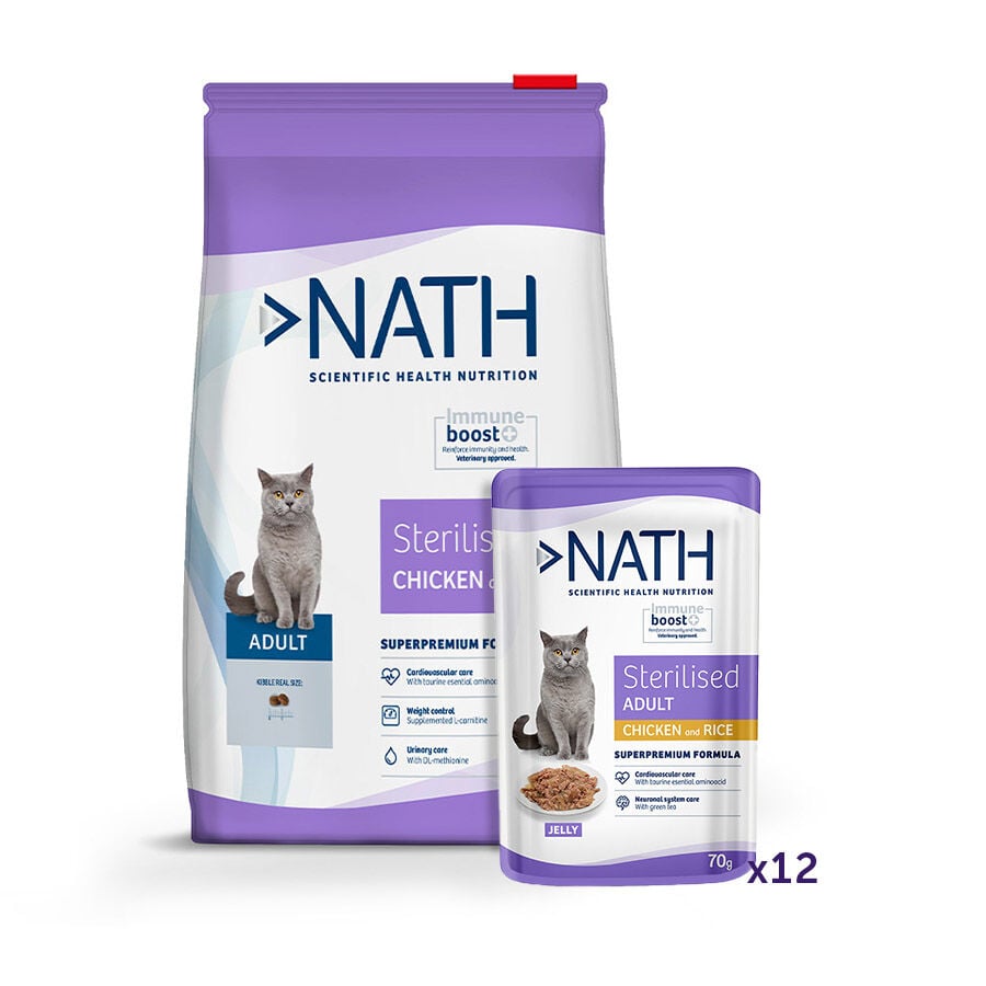 Pack Nath Sterilised - pienso y comida h&uacute;meda para gato