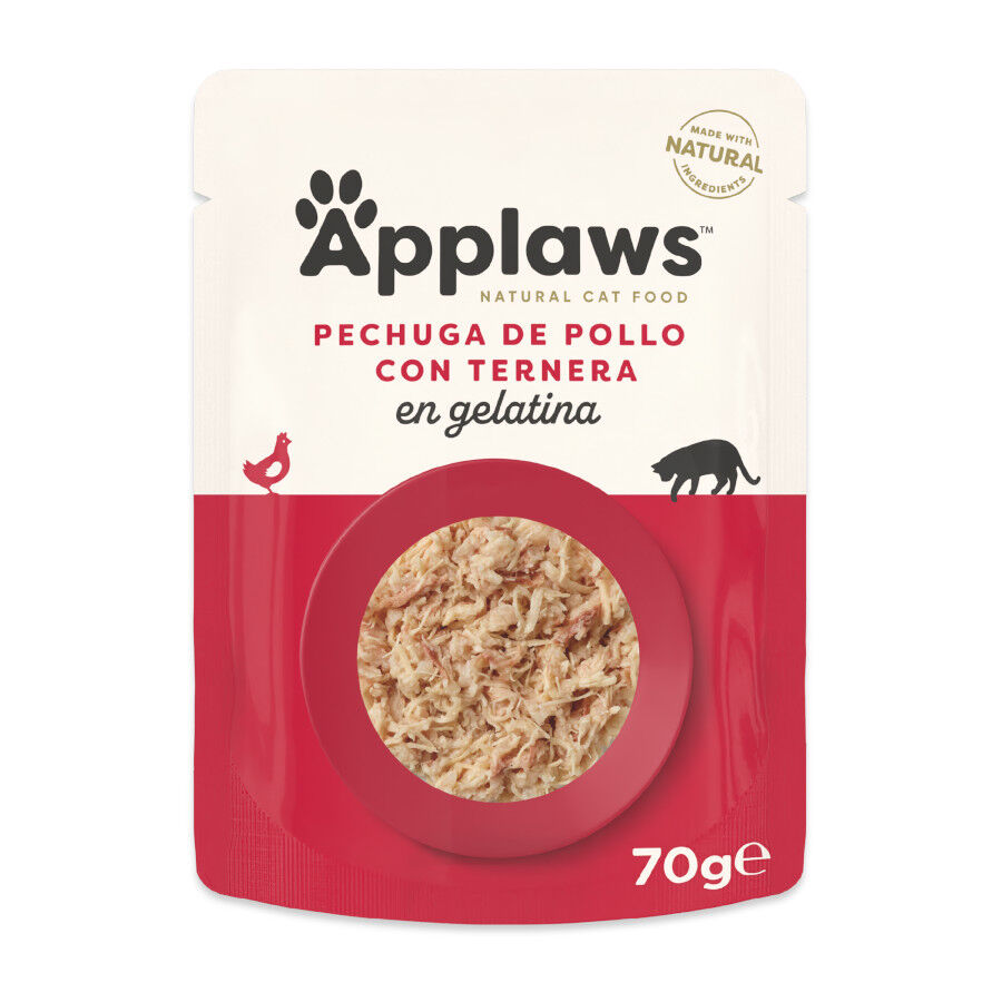 70 g Applaws Pollo y Ternera en gelatina sobre para gatos, , large indicador imagen numero 1