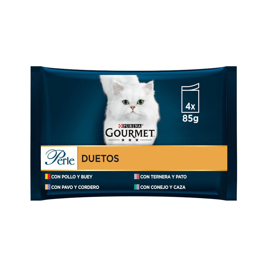 4 sobres x 85 g Gourmet Perle D&uacute;o Filetes de Carnes sobre para gatos, , large indicador imagen numero 1