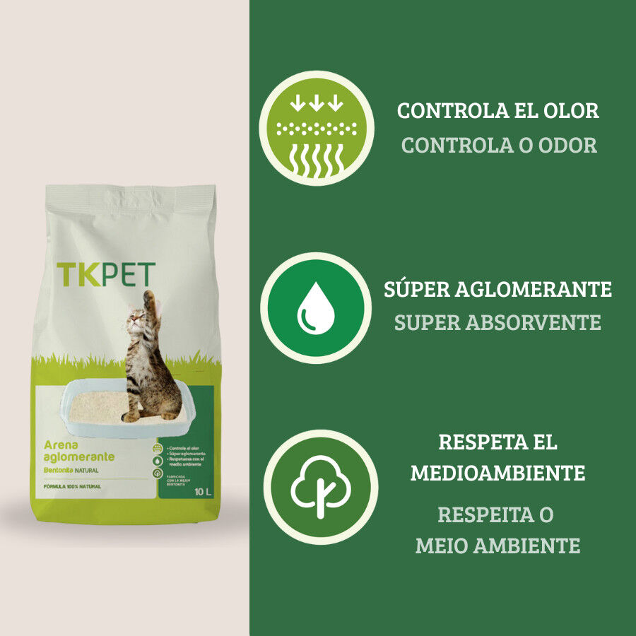 TK-Pet Arena Aglomerante de Bentonita y Natural para Gatos, , large indicador imagen numero 3