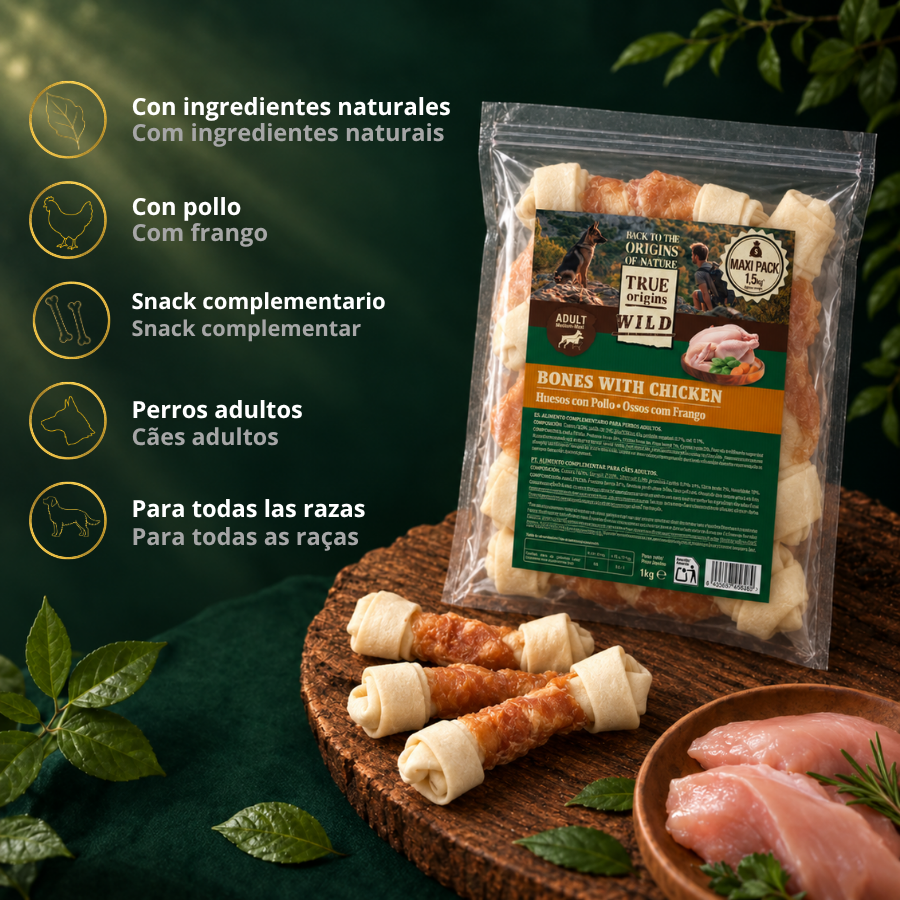 1.5 kg True Origins Wild Huesos con Pollo Snack para perros, , large indicador imagen numero 3