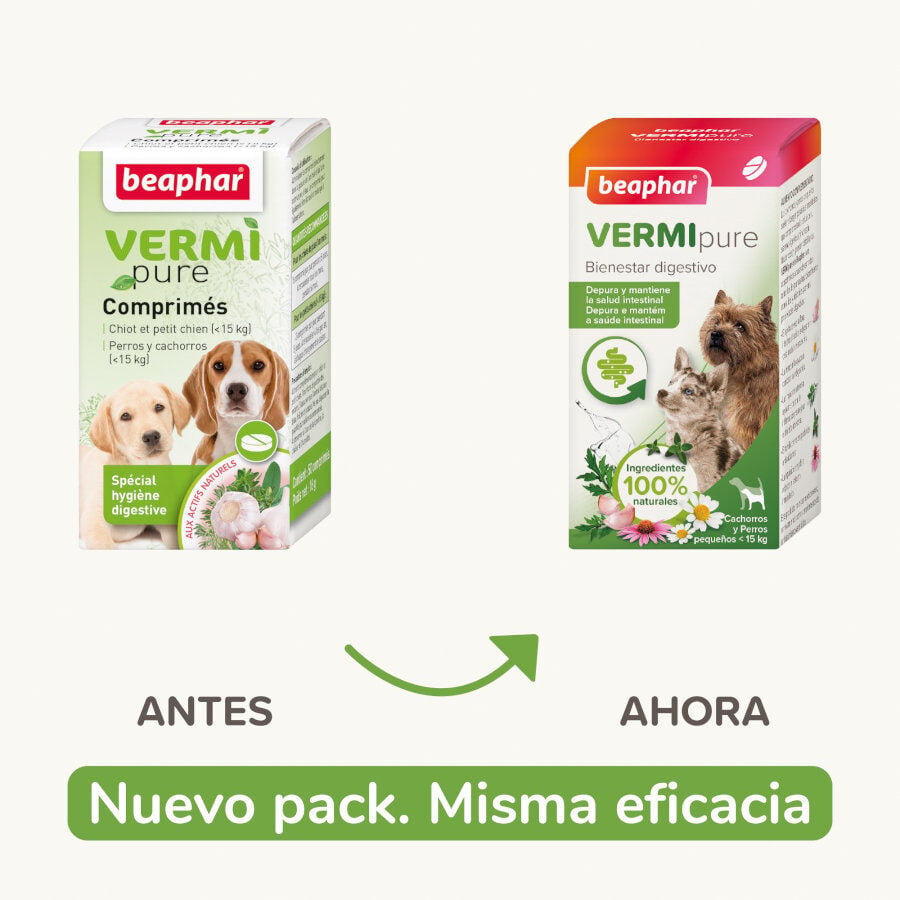 Beaphar Vermipure Repelente Interno Natural en comprimidos para perros peque&ntilde;os y cachorros, , large indicador imagen numero 2