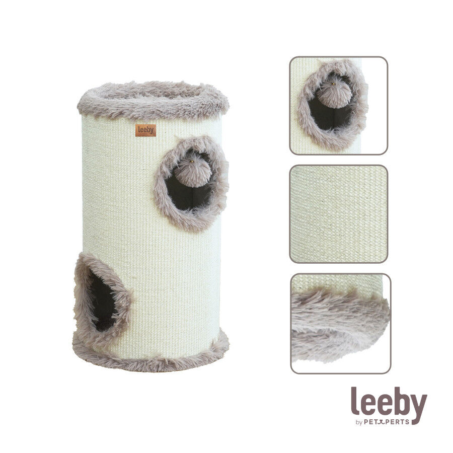 Leeby Bruno barril rascador con cama nido y juguete para gatos, , large indicador imagen numero 5