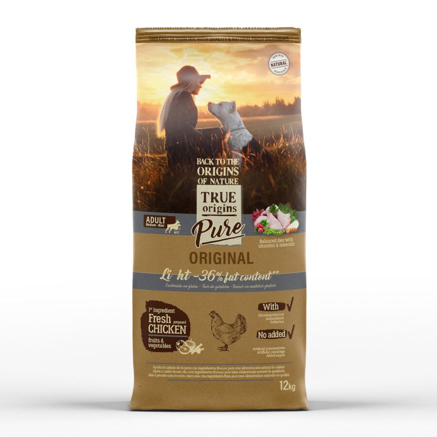 12 kg True Origins Pure Adult Medium Maxi Light pienso para perros, , large Imagen numero 1