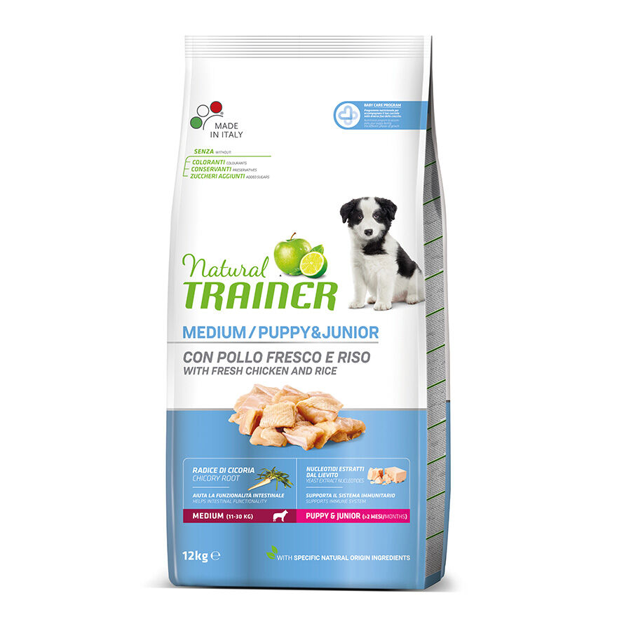 12 kg Natural Trainer Puppy&Junior Medium Pollo pienso para perros, , large indicador imagen numero 2