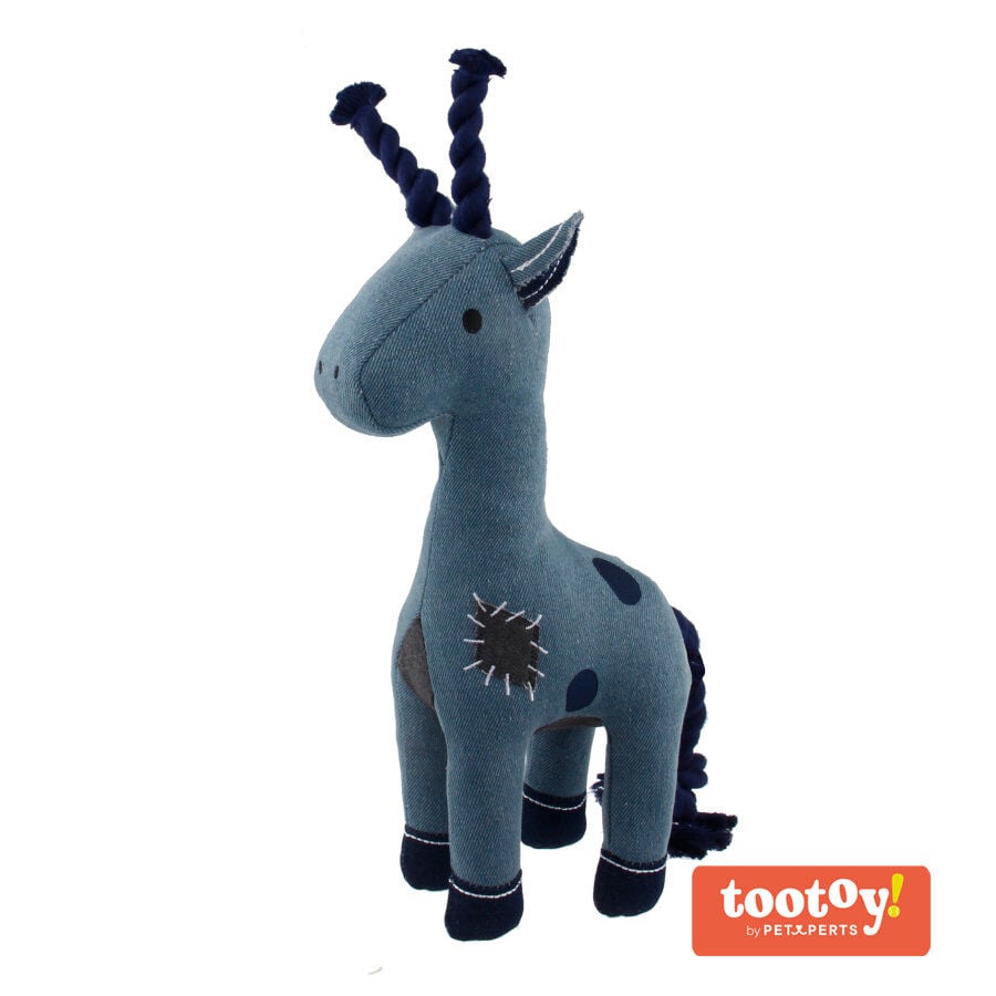Tootoy! Comfort Denim Giraffe peluche con sonido y cuerda para perros, , large indicador imagen numero 1