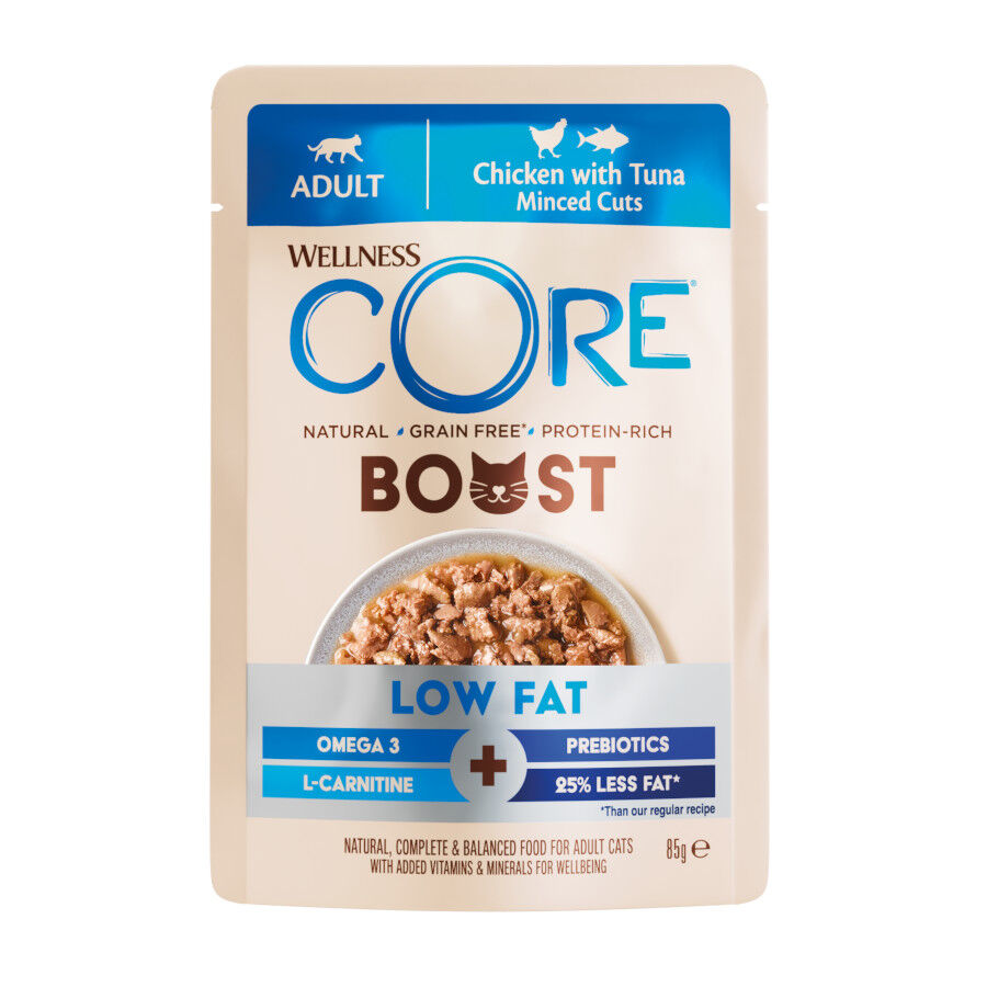 Wellness Core Boost Low fat Pollo y At&uacute;n sobre para gatos