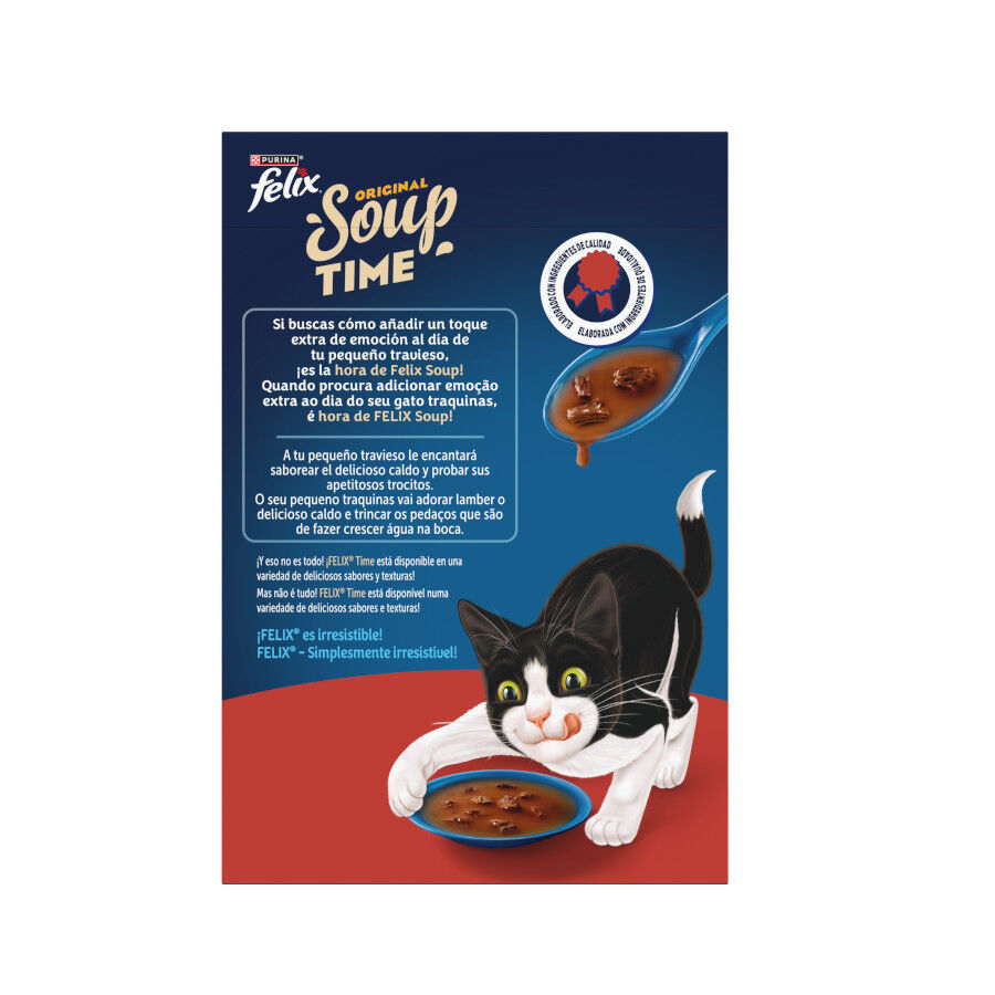 6 x 48 g Felix Cat Sopa de Buey, Pollo y Cordero para gatos, , large indicador imagen numero 2