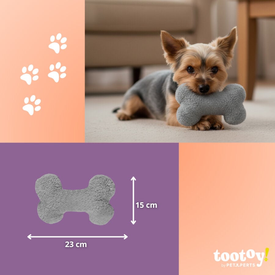 Tootoy! Hueso de Peluche con Sonido Gris para perros , , large indicador imagen numero 4
