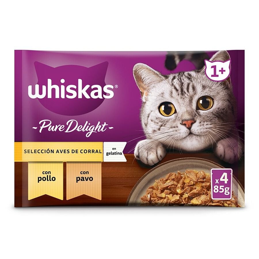 Whiskas Pure Delight Selecci&oacute;n Aves Gelatina en Bolsita para gatos
